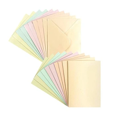 Immagine di Set di biglietti d&#039;auguri, finitura effetto madreperla, 10 circa 250 g/m² + buste 120 g/m², in 5 colori pastello, 11,5 cm x 16,5 (formato: B6)