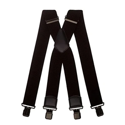 Immagine di Olata Bretelle da Uomo a Forma di X, Extra Larghe in Nero con Pelle Colorata, 5 cm. (Clip Nere)