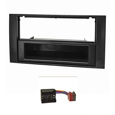 Immagine di tomzz Audio 2415 034 Set di lunetta radio si adatta a Ford Focus 2 Fiesta C Max S Galaxy Mondeo Kuga Transit nero con adattatore quadlock iso