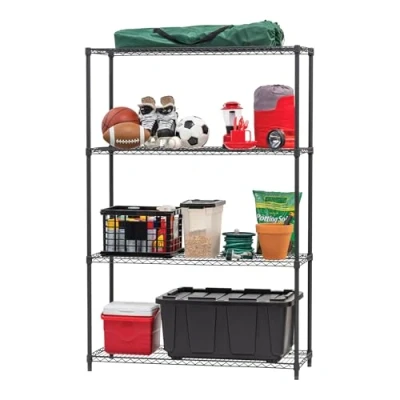 Immagine di Iris Ohyama, Scaffalatura/Mobili per l&#039;immagazzinamento/Unità di scaffalatura a più lati/Scaffalatura in metallo con 4 ripiani, Altezza regolabile, Cucina, Garage, Ufficio Metal Rack MR WT4 Nero