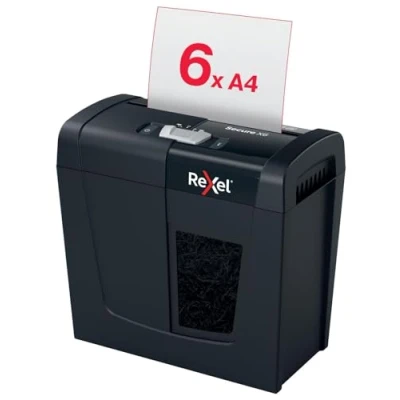 Immagine di REXEL Secure X6, Distruggidocumenti Manuale, 7 6 Fogli A4 (70 80 gr/mq), Taglio a Frammento, Livello di sicurezza P 4, per Uso Personale/Home Office, Capacità 10 Litri, 2020122EU
