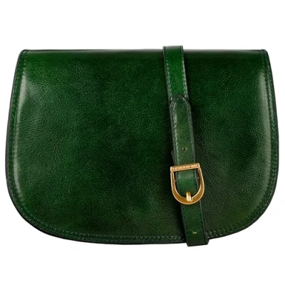 Immagine di Time Resistance Borsa Tracolla Donna in Vera Pelle Realizzata a Mano Pratica Made Italy Borsetta Piccola con Tasca per Tablet (Verde)