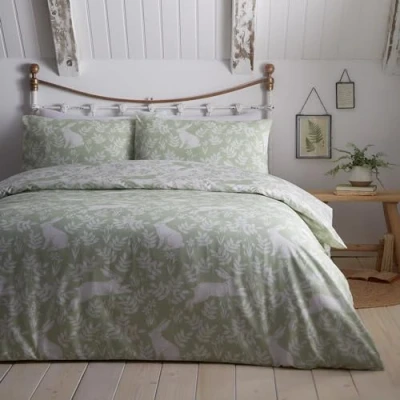 Immagine di Dreams &amp; Drapes Design Conigli primaverili Set copripiumino reversibile per letto singolo in verde
