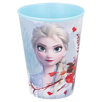 Immagine di Bicchiere in plastica per bambini con grafica Diseny Frozen da 260 ml, lavabile e riutilizzabile, non adatto al microonde