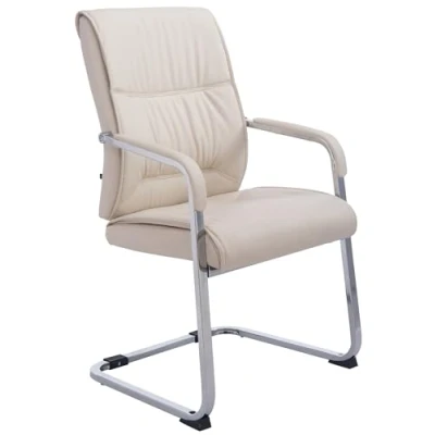 Immagine di CLP Sedia A Sbalzo Per Visitatori XXL Anubis I Robusta E Di Facile Manutenzione Con Rivestimento In Similpelle Portata 260 kg, Colore:crema