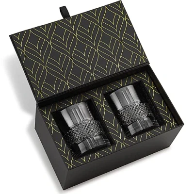 Immagine di Bicchieri Whisky in Cristallo Ecologico Set Reserve (340 ml) 2 Liquore per Scotch, Bourbon, Old Fashioned Cocktails &amp; Drinks Scatola Regalo Foglia d&#039;Oro by ROCKS