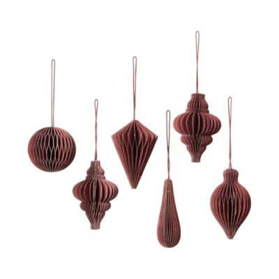 Immagine di Broste Deko Christmas Mix Set di 6 ciondoli a forma carta già piegati in scatola, dimensioni 5 x 7 cm, colore rosso pompeo
