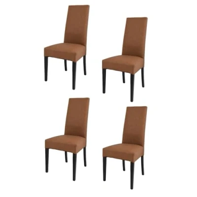 Immagine di t m c s Tommychairs Set 4 sedie imbottite modello Luisa per cucina e sala da pranzo, robusta struttura in legno di faggio wengè, seduta schienale rivestiti pelle artificiale color cuoio