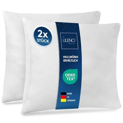 Immagine di LILENO HOME Set di 2 riempimento cuscino 80x80 cm interno lavabile a 40C adatto per allergici in poliestere come divano, la testa