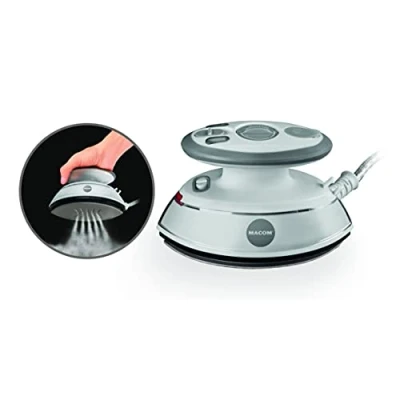Immagine di MACOM Enjoy &amp; Relax 876 Iron One Mini ferro a vapore da stiro viaggio, 500 Watt riscaldamento rapidissimo, piastra antiaderente doppia punta, doppio voltaggio 110/220 volt