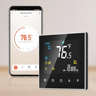Immagine di Hombasing Termostato WiFi, Caldaia con 4 Funzioni, Smart Programmabile, Memoria Intelligente, per Gas, Touch/APP/Vocale, Compatibile Alexa e Google Assistant
