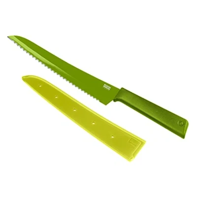 Immagine di KUHN RIKON Colori+ 24207 Coltello da pane antiaderente con guaina di sicurezza, 32,5 cm, colore: Verde