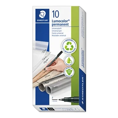 Immagine di Staedtler Lumocolor permanent F DRY SAFE 318 9 Marcatore indelebile Nero resistente allacqua: Sì