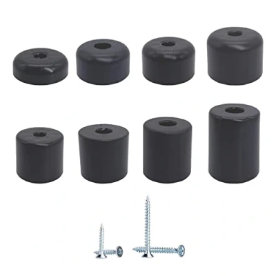 Immagine di Confezione da 20 gambe nere per mobili, altezza 35 mm, piedini rotondi diametro 50 materiale plastica, viti incluse (20, mm)