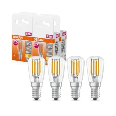 Immagine di OSRAM LED Lampada speciale a forma di goccia, trasparente, multicolore, 2,8 W, 250 lm, 2700 K per luce bianca calda, attacco E14, diametro 26 mm, EEK F, dimmerabile, pacco da 6