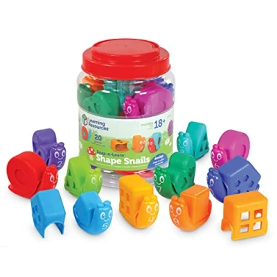 Immagine di Learning Resources Forma lumache Shape Snails Snap n Learn, attività per Bambini in età prescolare, educativi, Giochi didattici, 20 Pezzi, dai 18 Mesi avanti, Multicolore, Medium, LER6722