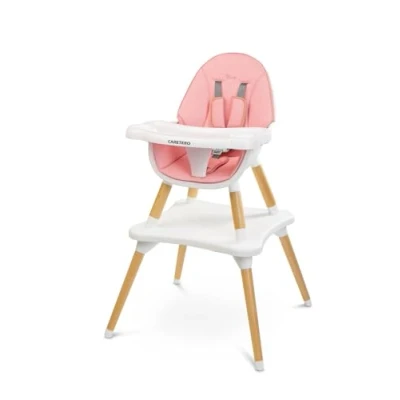 Immagine di CARETERO Tuva Seggiolone Design scandinavo da pranzo 6 mesi a 3 anni Carico massimo 15 kg o sedia 2in1 + tavolo Vassoio regolabile Rosa