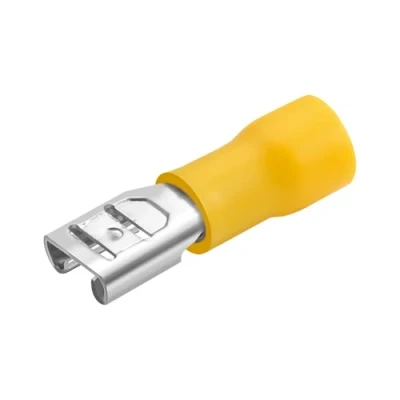 Immagine di Heschen Terminale femmina a disconnessione rapida in vinile, FDD5.5 250, 6,3 x 0,8 mm, per 4 6 mm² (12 10 AWG), giallo, confezione da 100