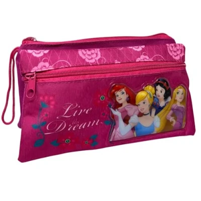 Immagine di Tombolino a 3 scomparti Principesse Disney astuccio scolastico multiscomparto cancelleria organizer portapenne matite colori