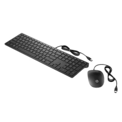 Immagine di HP 400 Pavilion Tastiera e Mouse con Cavo USB, Design Sottile Accattivante, QWERTZ, Lingue Quechuan, Nero