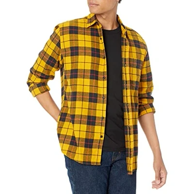 Immagine di Amazon Essentials Camicia in Flanella a Maniche Lunghe (Disponibile Taglie Extra Forti) Uomo, Giallo Motivo Scozzese, XXL