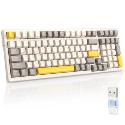 Immagine di MAGIC REFINER RK96 Tastiera Gaming Meccanica, 90% Wireless 2.4Ghz/Bluetooth 5.0, Apex Pro TKL Hot Swap 100 Tasti Interruttore Rosso Lineare con Ricevitore 2 in 1 per PC/MAC/Smartphone