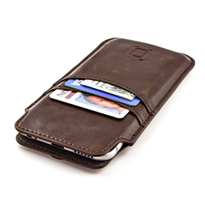 Immagine di Dockem Provincial Custodia a Portafoglio per iPhone SE 3 (2022), 13/12 mini, 2 (2020), 8, 7, 6S, 6: Vintage Ultra magro in Pelle Sintetica con Slot Carte di Credito, Marrone