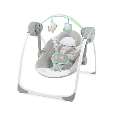 Immagine di Ingenuity Comfort 2 Go Altalena per bambini compatta portatile a 6 velocità con musica, pieghevole, 0 9 mesi (Fanciful Forest)