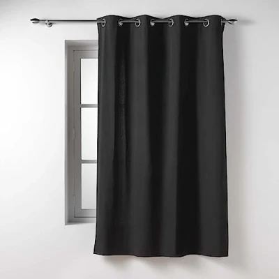 Immagine di Douceur d&#039;Intérieur Twily Tenda con Occhielli, 135 x 180 cm, Nero, Cotone e Poliestere Riciclato