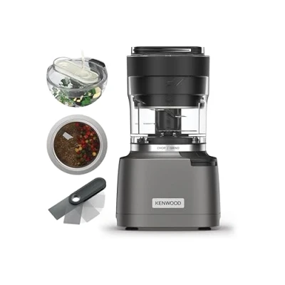 Immagine di Kenwood Duo Prep CHP80.000SI Modello 2024, Tritatutto e Macinino 2 in 1 con Lame Quadblades Seghettate, ad Alta Velocità Compatto, Base Antiscivolo, Lavabile Lavastoviglie, 800W, Argento