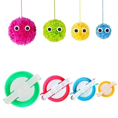 Immagine di Pom Maker, 4 Taglie Fluff Ball Weaver Needle Pompom Maker Set Filato di Lana Maglia Attrezzi per Artigianato Fai da Te Pompoms Doll Making Kit RRigo