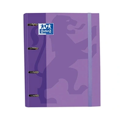 Immagine di Oxford, Raccoglitore a 4 anelli A4+ con copertina extra gomma. Include griglia di ricambio 5 x 5. Colore Malva