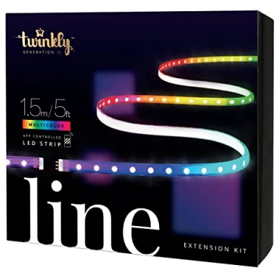 Immagine di Twinkly Line Kit di estensione App controllato autoadesivo + Striscia luminosa magnetica LED con RGB (16 Milioni colori) LED. Allungabile