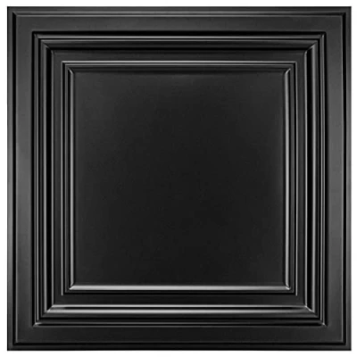 Immagine di Art3d Piastrelle per soffitto in PVC, foglio di plastica 2&#039;x2&#039; nero (confezione da 12)