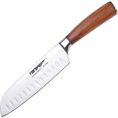 Immagine di TONIFE Coltelli da Cucina Professionali Lunghezza Lama 17.8cm/7&#039;&#039; con Manico Ergonomico Palissandro, Coltello Chef Affilato in Acciaio Inossidabile, Ideale per la Domestica e Il Ristorante