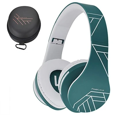 Immagine di PowerLocus Cuffie Bluetooth Over Ear, Wireless 5.3, Hi Fi Stereo Suono, Senza Fili con Microfono, Pieghevoli, Micro SD/TF, FM Radio per Viaggio/Telefono/PC/Ufficio (Blu)