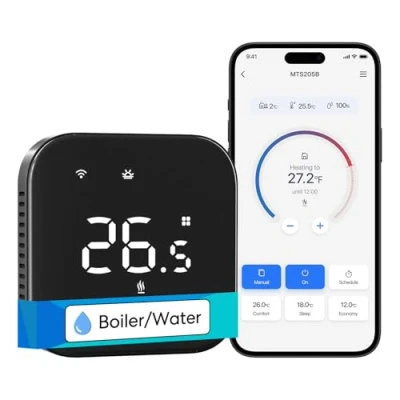 Immagine di Meross Termostato WiFi Caldaia Smart Cronotermostato da Parete Intelligente, per Ambiente Riscaldamento e Raffreddamento Controllo Vocale Alexa Google, Nero