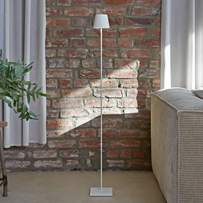 Immagine di Sigor Lampada LED da pavimento Nuindie IP54 120 cm rotonda USB C bianco neve