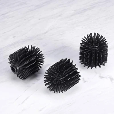 Immagine di VINN DUNN Set di scopino per WC con testine in silicone, 3 pezzi, (testina silicone nero, pezzi)