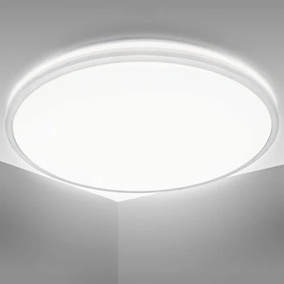 Immagine di B.K.Licht Plafoniara LED, 24W, diametro 38cm, luce bianca neutra 4000K, 3000Lm, Lampada da soffitto con illuminazione indiretta, color argento