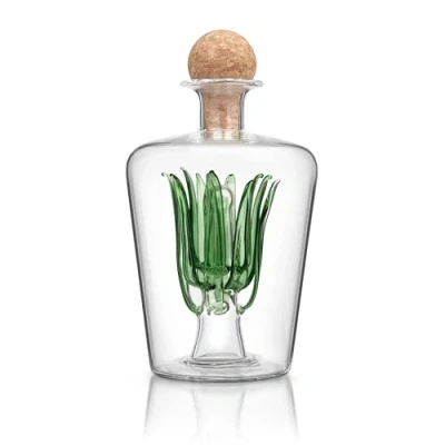 Immagine di Final Touch Decanter per Tequila, con Tappo in Sughero Portoghese Completamente Naturale, Contiene 850 ml di liquori
