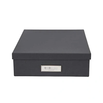 Immagine di Bigso Box of Sweden Organizer scrivania per fogli A4, cancelleria e altro Scatole portadocumenti con coperchio maniglia ufficio in cartone carta grigio scuro