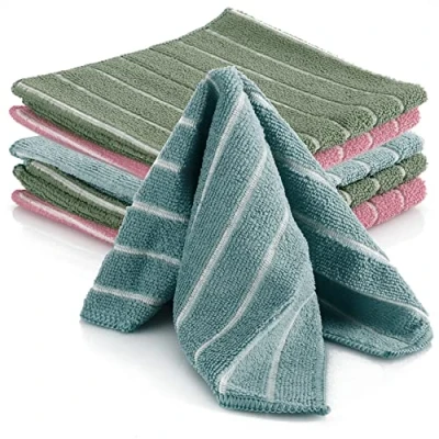Immagine di com four® 6X Panno in Microfibra Morbido per asciugare la Pulizia della casa di vetri, Cucina e Bagno (Blu Verde Rosa Opaco)