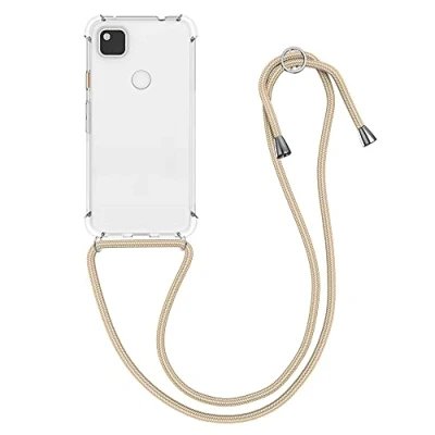 Immagine di kwmobile Custodia Compatibile con Google Pixel 4a Cover Back Case in Silicone TPU Protezione Smartphone Cordino oro