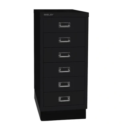 Immagine di BISLEY MultiDrawer, Serie 29 con Base, DIN A4, 6 cassetti, Metallo, 633 Nero, 38 x 27.9 67 cm