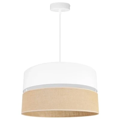 Immagine di Light Home Juta Lampadario a Sospensione Lampade in Metallo con Paralume Moderno E27 1 Luce 40 cm Bianco Base e