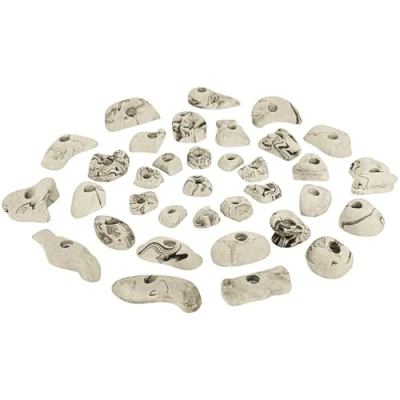Immagine di ALPIDEX 35 Prese da Arrampicata in Kit principiante per ca. 3 bis 5 m² di Superficie Arrampicata, Griffe NEU:Bianco Screziato