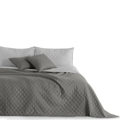Immagine di DecoKing Copriletto Reversibile Bicolore Grigio Argento Acciaio Axel 1 Piazza 170x210 cm