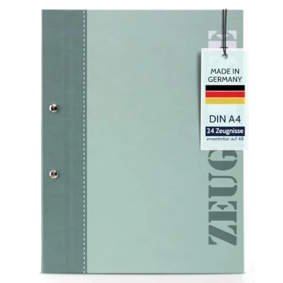 Immagine di goldbuch Portadocumenti 2Colored, Formato DIN A4, con Chiusura a Vite Trasparenti, Cartella in Tela 12 Tasche, Circa 24 x 31 1,5 cm, Carta, Verde 2