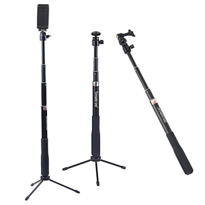 Immagine di Smatree SmaPole Q3 Asta telescopica, selfie stick con treppiede per GoPro Fusion, Hero 2018, 8, 7, 6, 5, 4, 3, 2, 1, Session, DJI Osmo Action